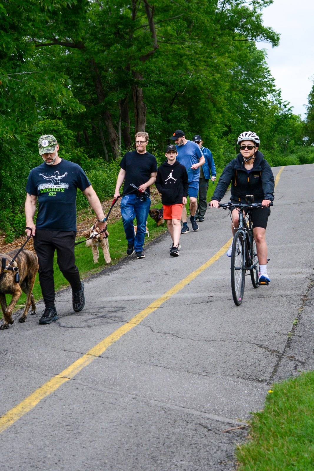 BetterDog dogs and their people at a Pack Walk